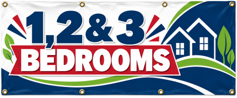 1, 2 & 3 BEDROOMS – Vinyl Banner