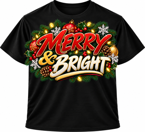 Merry & Bright Christmas Graphic T-Shirt