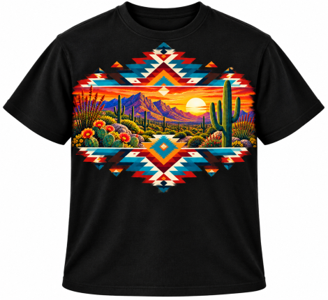 Southwestern Geometric Desert Sunset Graphic T-Shirt